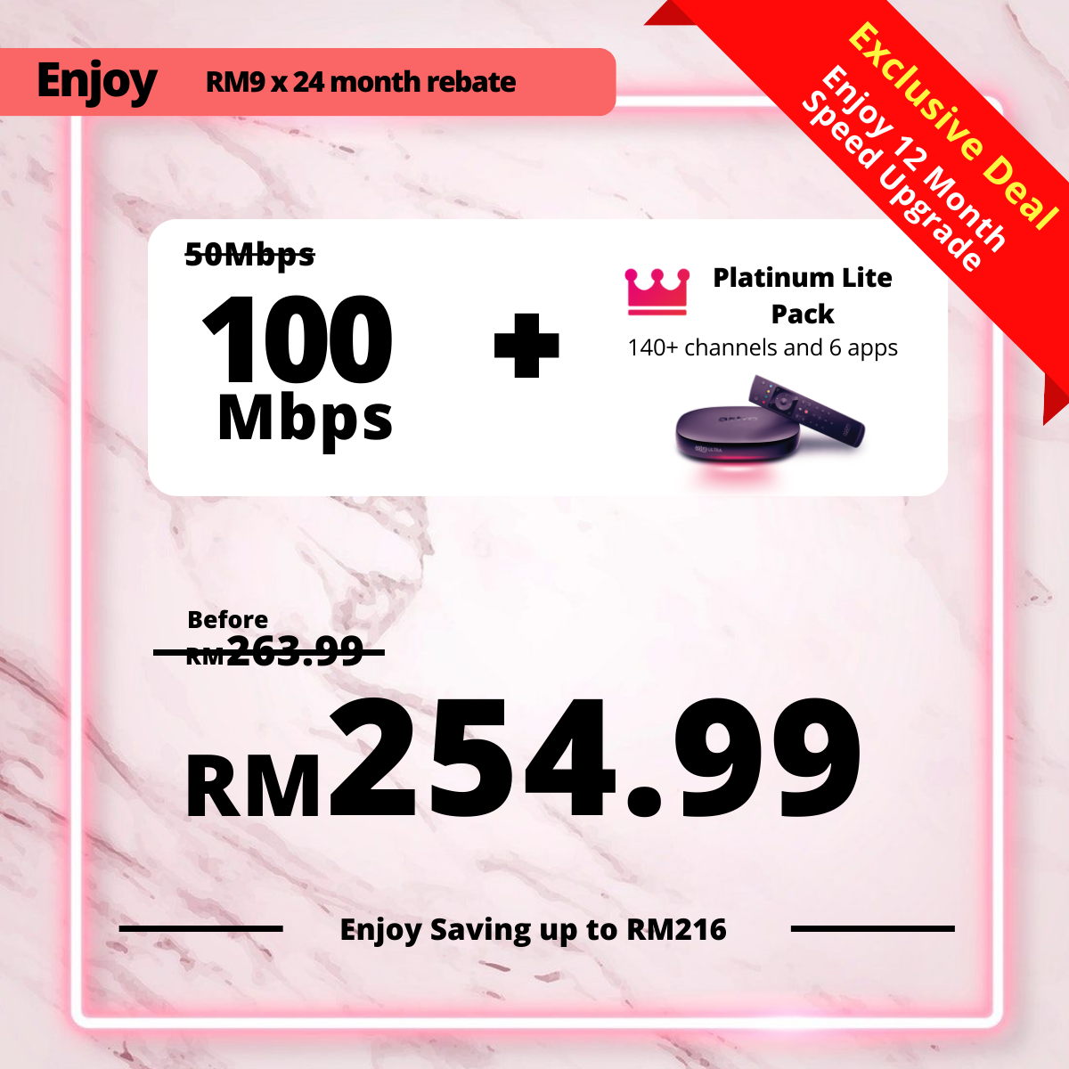 Astro Fibre 50 Mbps + Platinum Lite Pack