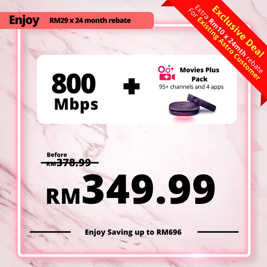 Astro Fibre 800 Mbps + Movies Plus Pack