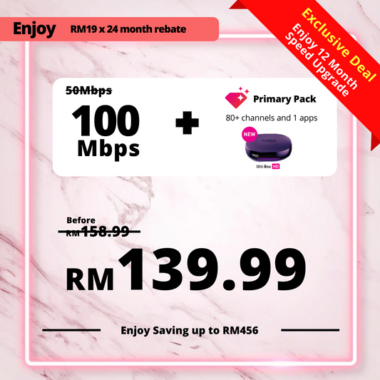 Astro Fibre 50 Mbps + Primary Pack